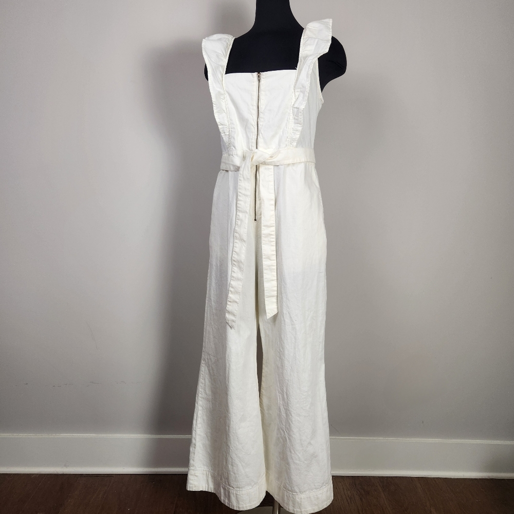 FREE PEOPLE Sun Valley cotton denim zip-front jumpsuit